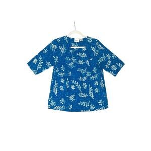 Vermont country store women’s tunic  size medium blue white cottage core